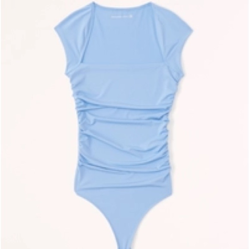 NWT XS Abercrombie blue bodysuit shirred ruched